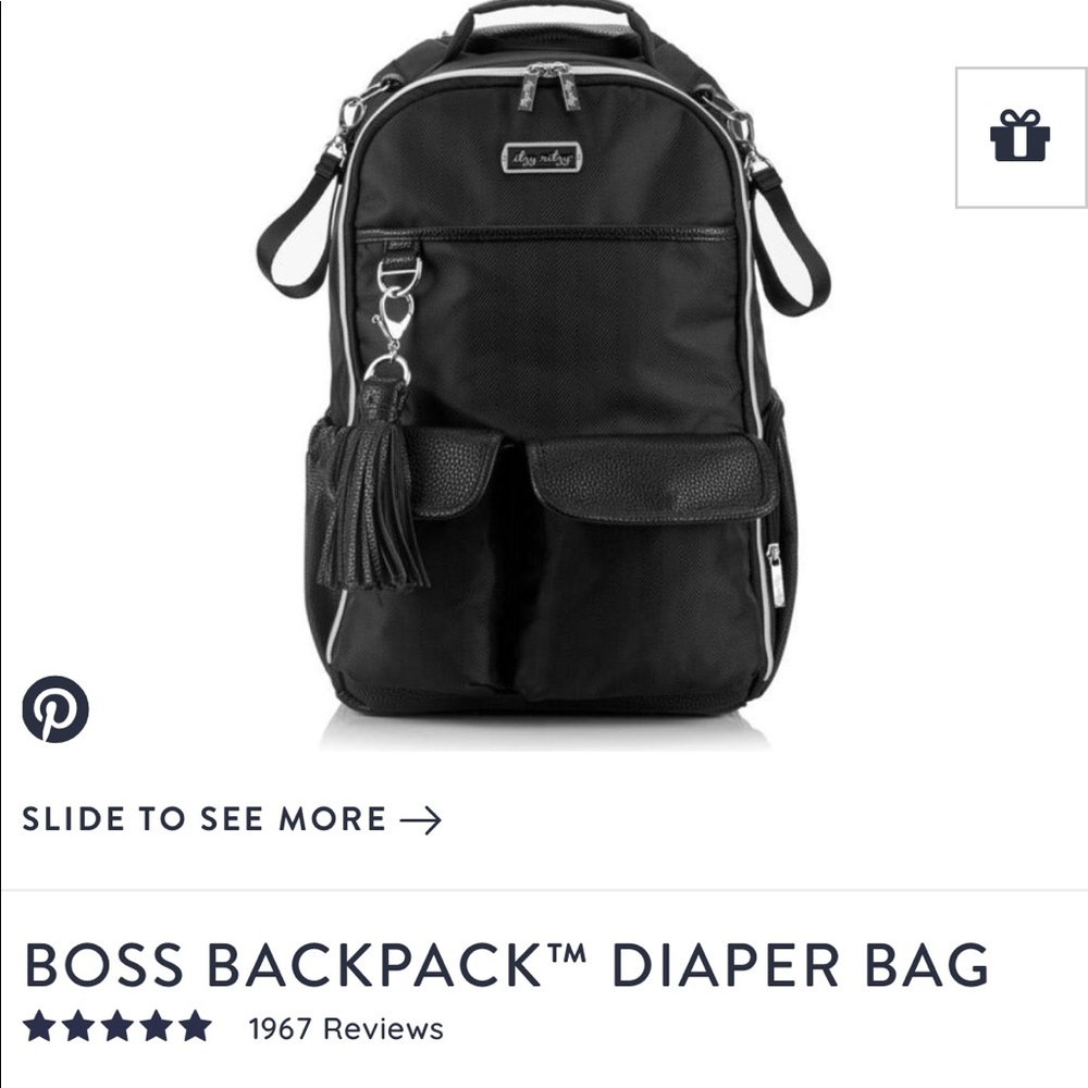 ItzyRitzy Black Herringbone Boss Backpack Diaper Bag